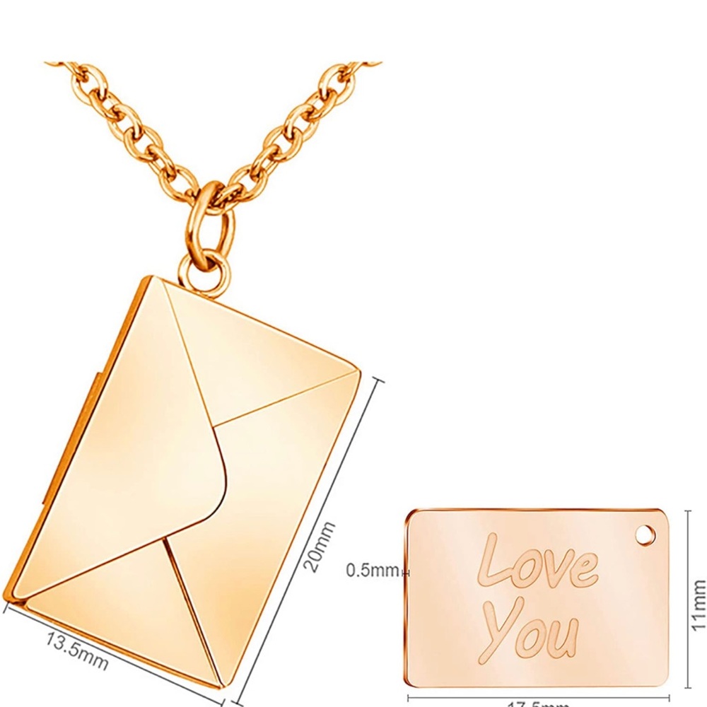 Personalized Envelope Locket Necklace Engrave Secret Love Letter Necklace - Picture 8 of 8
